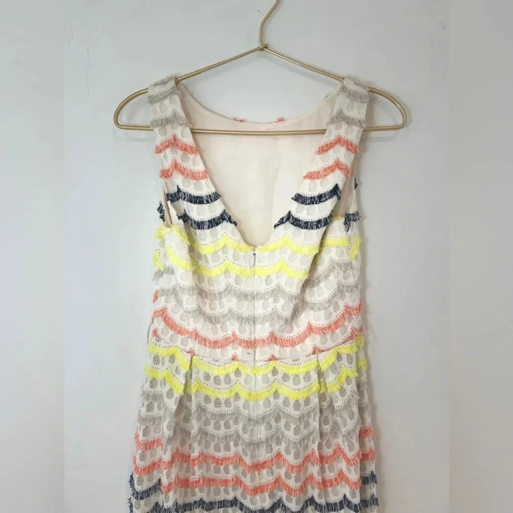 Trina Turk eyelash fringe multicolor dress fit and flare a line